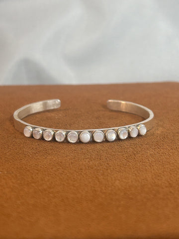 Slender 11 Stone Mother of Pearl Cuff by Richard Schmidt