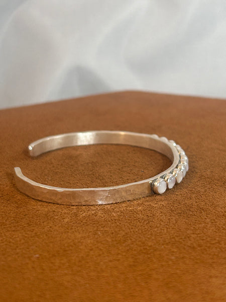 Slender 11 Stone Mother of Pearl Cuff by Richard Schmidt