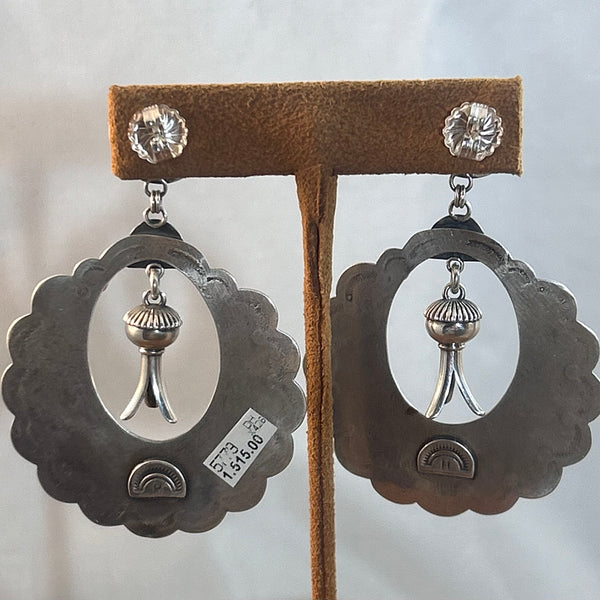 Large Scalloped Turquoise Earrings by Dennis Hogan