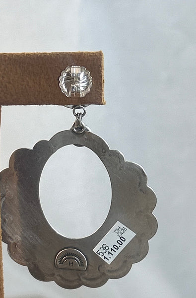 Large Scalloped Onyx Earrings by Dennis Hogan