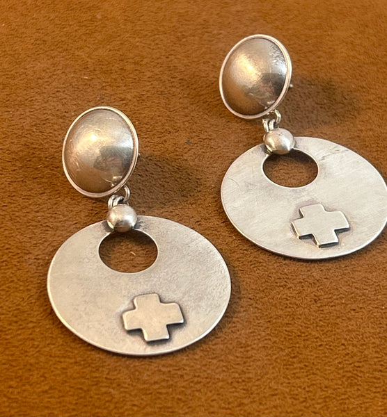 Disc Cross Earrings by Dennis Hogan