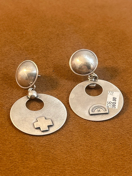 Disc Cross Earrings by Dennis Hogan
