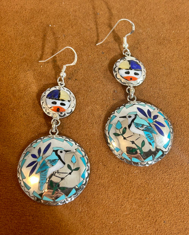 Blue Jay Zuni Earrings by Quintin Quam