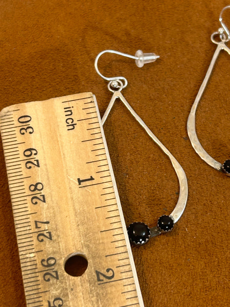 Teardrops Earrings with Three Onyx Stones by Richard Schmidt