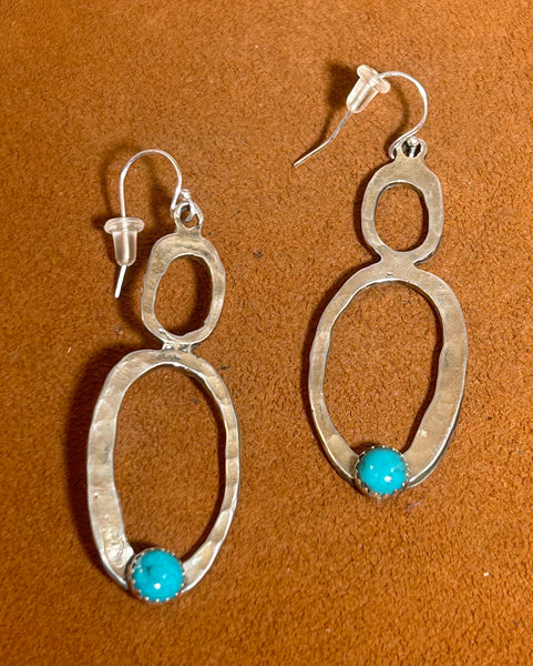 Two Tier Sterling Silver Earring with Turquoise by Richard Schmidt
