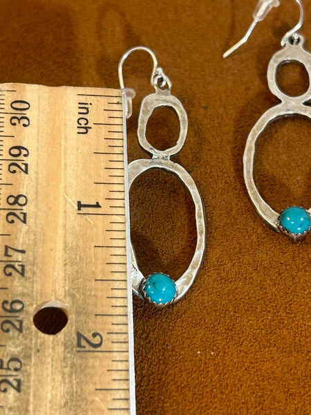 Two Tier Sterling Silver Earring with Turquoise by Richard Schmidt