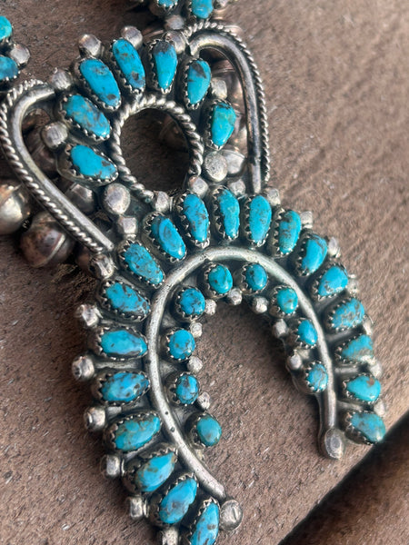 Zuni Squash Blossom Necklace with Earring by Lula and Leonard Weebothee
