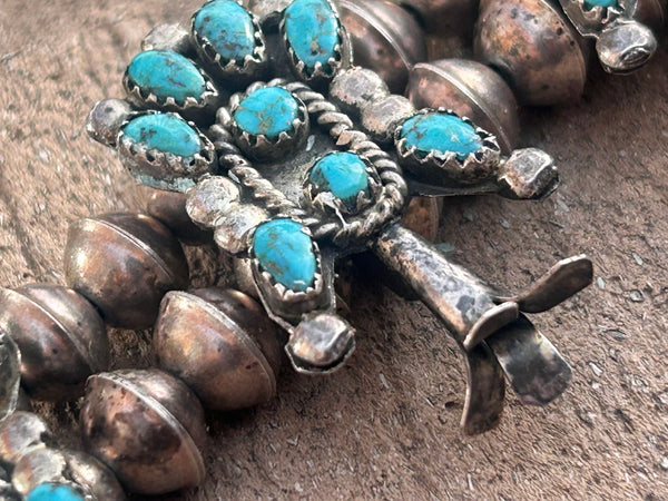 Zuni Squash Blossom Necklace with Earring by Lula and Leonard Weebothee
