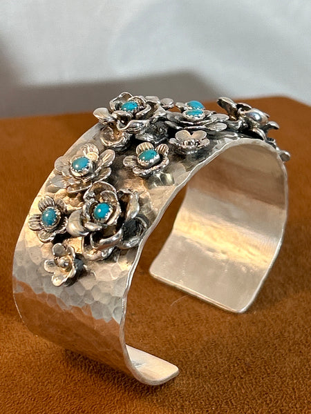 Turquoise Floral Field Cuff by Richard Schmidt