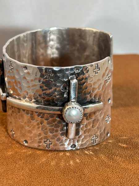 Pearl Cross Cuff by Richard Schmidt
