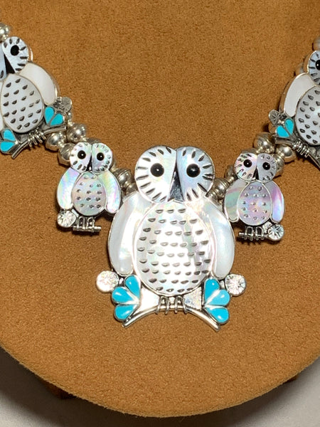 Zuni Inlay Owl Necklace by First American Traders