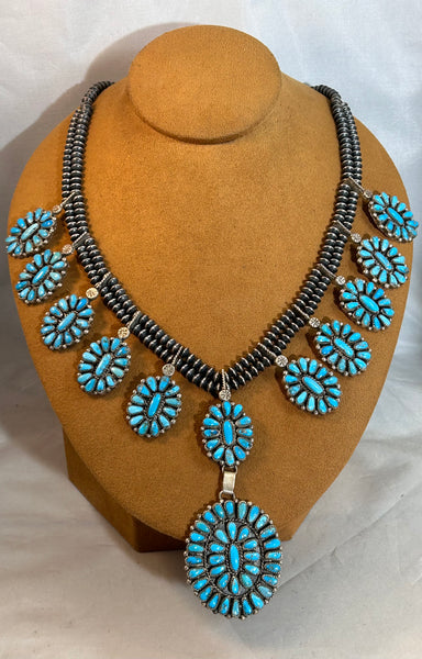 Navajo Turquoise Cluster Necklace