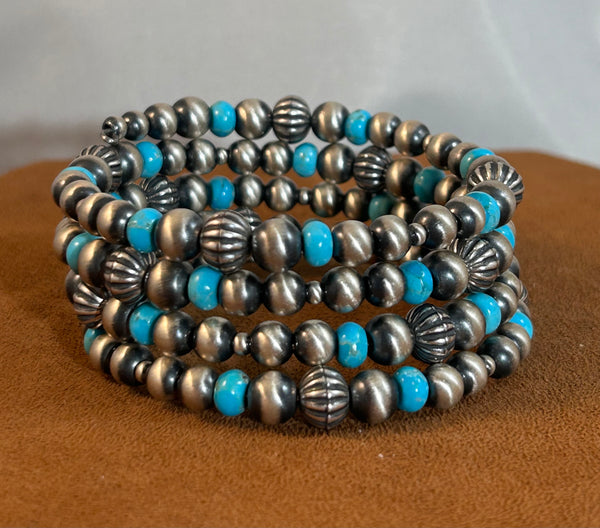 Wrap Silver and Turquoise Bracelet by Kevin Randall Studios