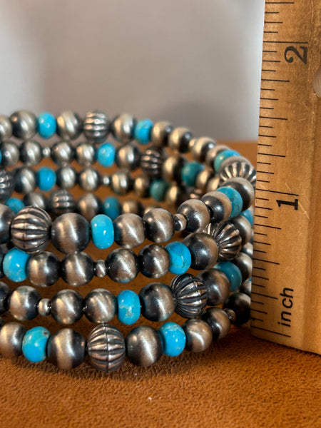 Wrap Silver and Turquoise Bracelet by Kevin Randall Studios