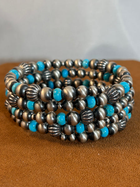 Wrap Silver and Turquoise Bracelet by Kevin Randall Studios