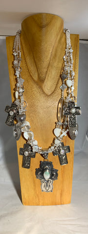 Crystal Cross Treasure Necklace by Kim Yubeta