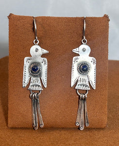 Silver Lapis Thunderbird Earrings by Jennifer Favour