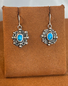 Infinity Silver and Turquoise Disc Earrings by Jennifer Favour