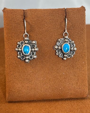 Infinity Silver and Turquoise Disc Earrings by Jennifer Favour