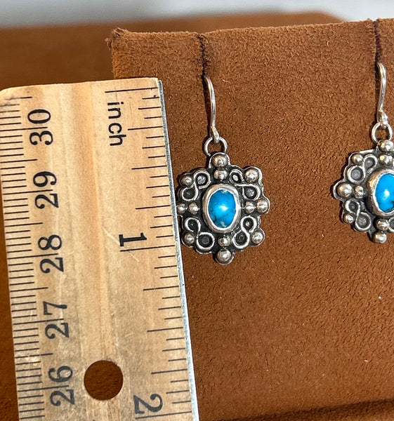 Infinity Silver and Turquoise Disc Earrings by Jennifer Favour