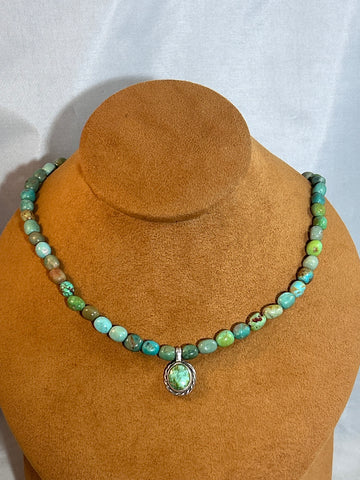 Green Turquoise Bead Necklace by Jennifer Favour