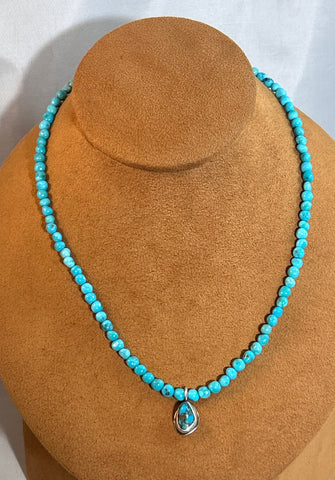 Blue Turquoise Bead Necklace by Jennifer Favour