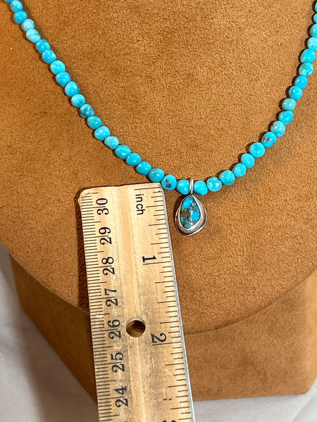 Blue Turquoise Bead Necklace by Jennifer Favour