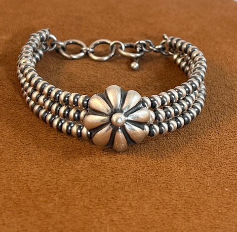 Fluted Flower Button Bracelet by Kevin Randall Studios