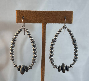 Oval Hoop Drop Bead Earrings by Kevin Randall Studios