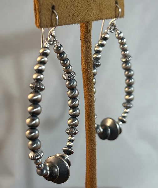 Oval Hoop Drop Bead Earrings by Kevin Randall Studios