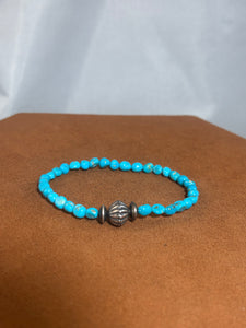 Blue Turquoise and Silver Bead Bracelet by Kevin Randall Studios