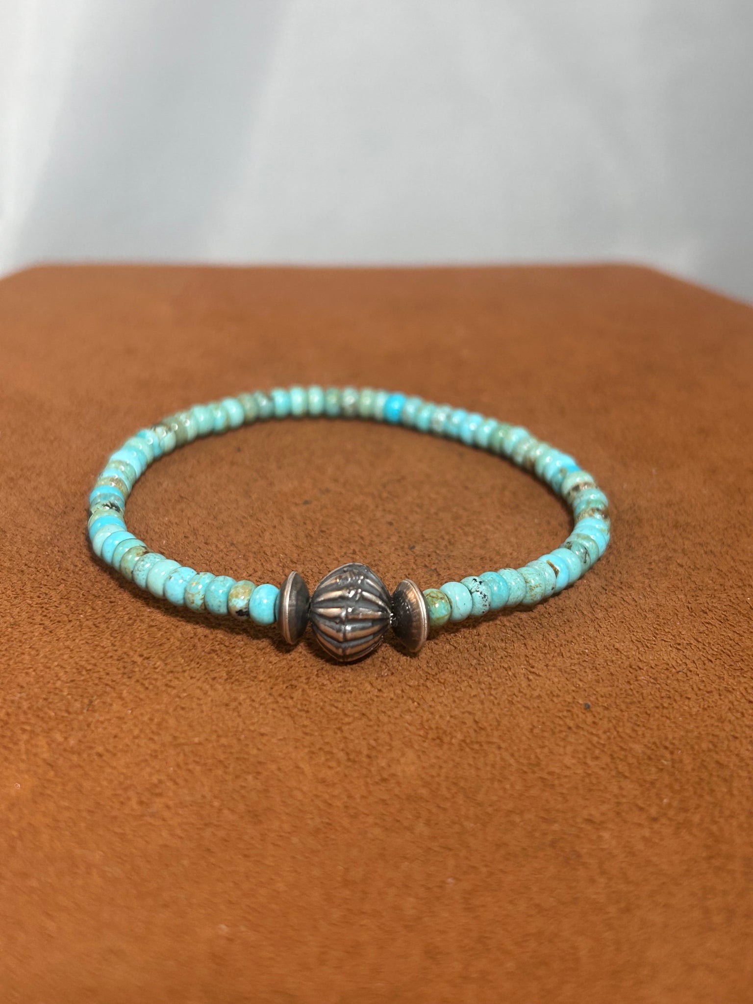 Blueish Green Turquoise and Silver Bead Bracelet by Kevin Randall Studios (Copy)