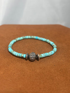 Blueish Green Turquoise and Silver Bead Bracelet by Kevin Randall Studios (Copy)