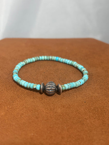 Blueish Green Turquoise and Silver Bead Bracelet by Kevin Randall Studios (Copy)