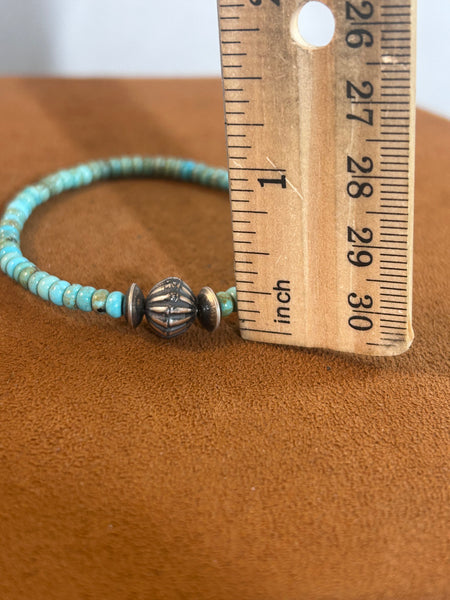 Blueish Green Turquoise and Silver Bead Bracelet by Kevin Randall Studios (Copy)
