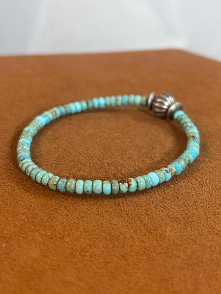 Blueish Green Turquoise and Silver Bead Bracelet by Kevin Randall Studios (Copy)