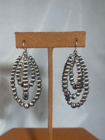 Triple Hoop Silver Bead Earrings by Kevin Randall Studios
