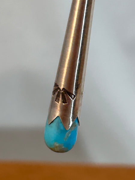 Long Blue Squash Blossom Earring by Gloria Sawin and John Hull