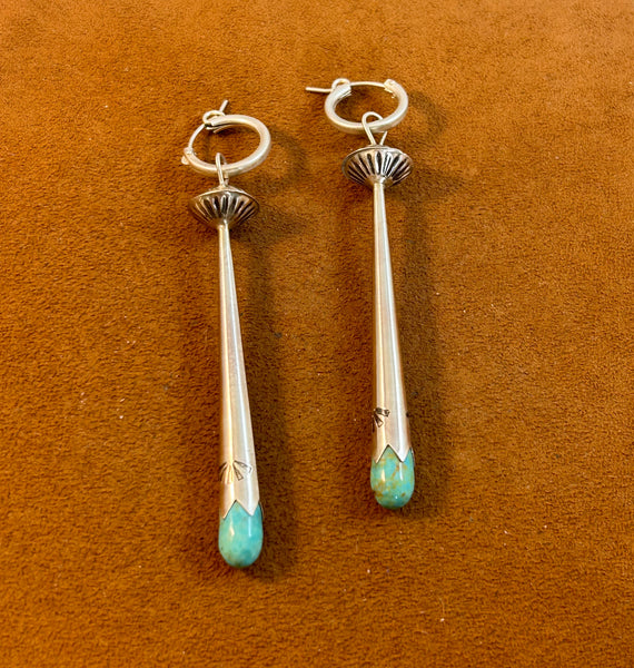 Green Squash Blossom Earring by John Hull