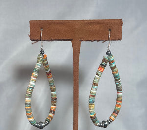 Heishi Hoop Drop Earrings by First American Traders