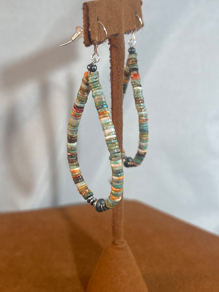Heishi Hoop Drop Earrings by First American Traders