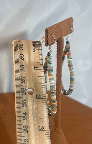 Heishi Hoop Drop Earrings by First American Traders