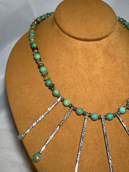 Teardrop Necklace with Silver Beads by Mary Teller