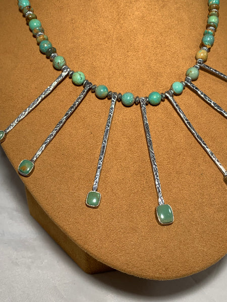 Teardrop Necklace with Silver Beads by Mary Teller