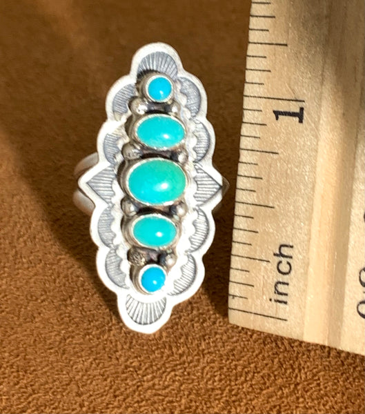 Turquoise Five Stone Ring by Don Lucas