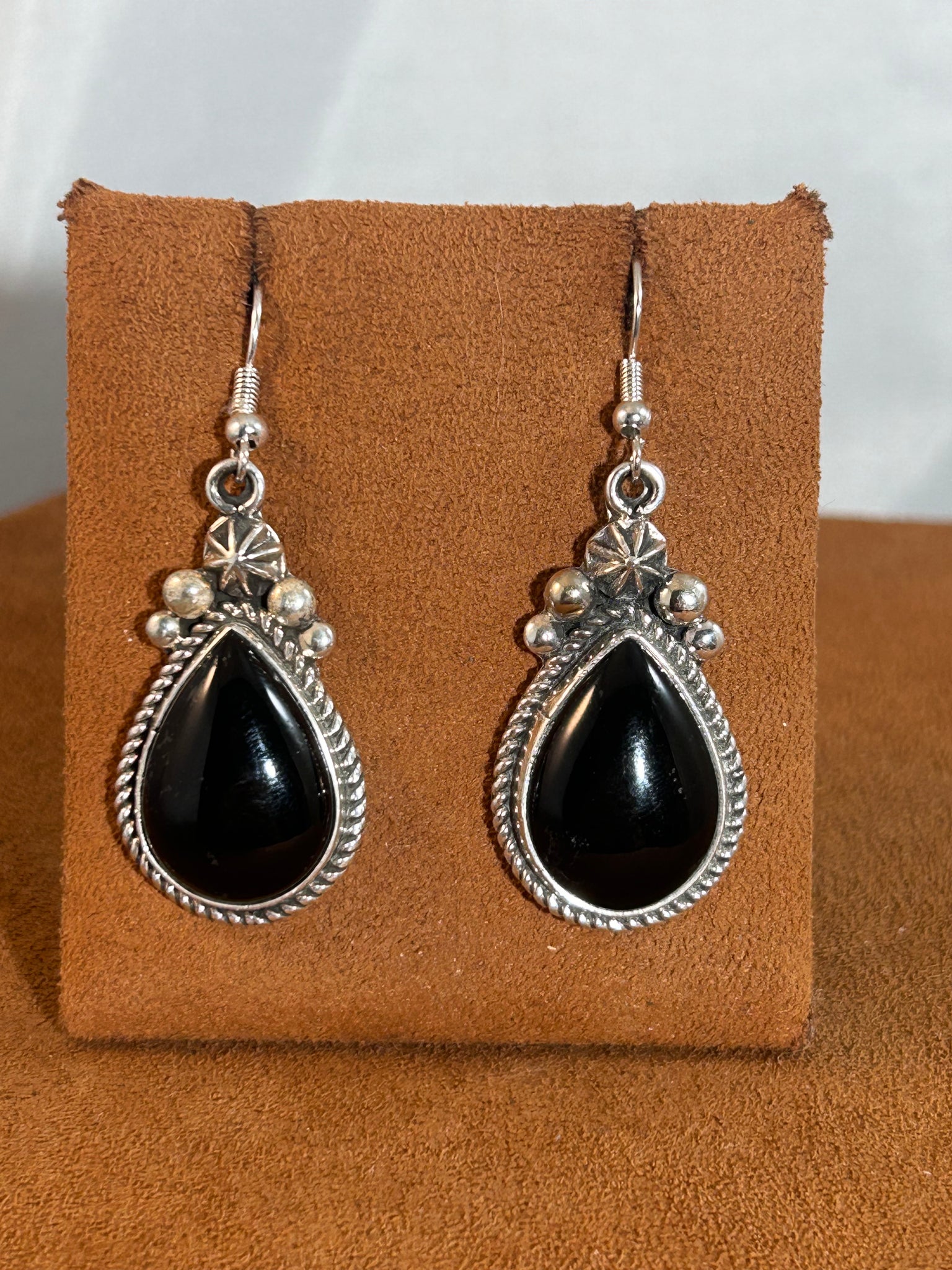 Onyx Teardrop Earrings by Alfred Lee Sr. And Jr