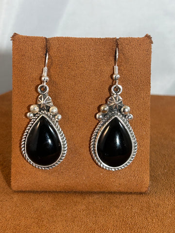 Onyx Teardrop Earrings by Alfred Lee Sr. And Jr