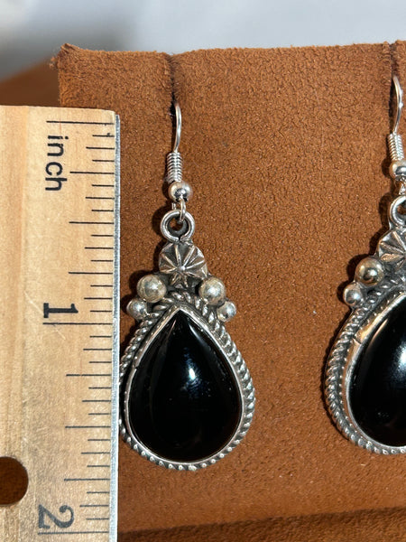 Onyx Teardrop Earrings by Alfred Lee Sr. And Jr
