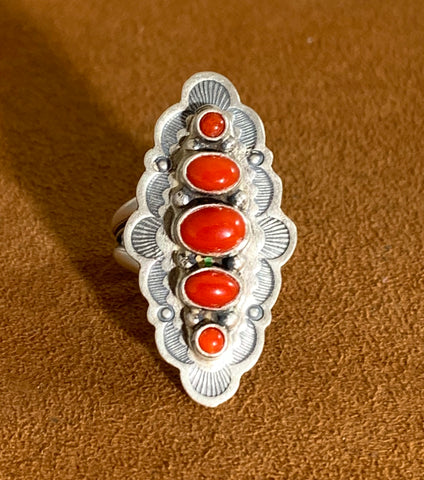 Five Stone Coral Ring by Don Lucas