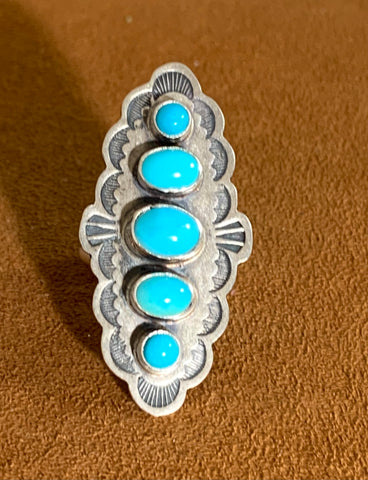 Five Stone Turquoise Ring by Don Lucas